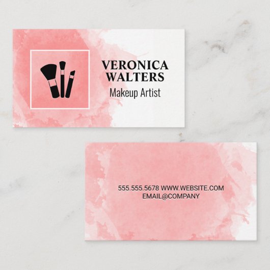 Make-upkwastpictogram | Waterverf Klantenkaartje (Voorkant / Achterkant)