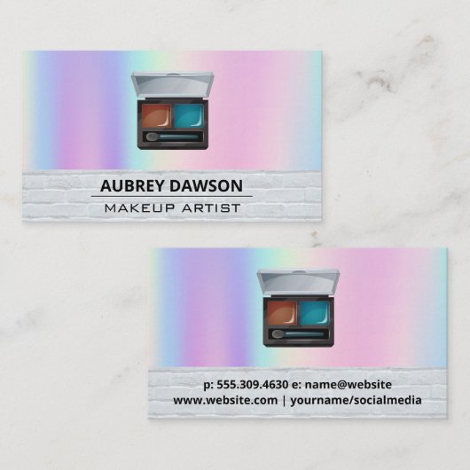 Make-uppalet en penseel | Rainbow Blend Visitekaartje (Voorkant / Achterkant)
