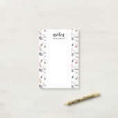 Make-upproductenpatroon & aangepaste titel en naam post-it® notes (Op bureau)