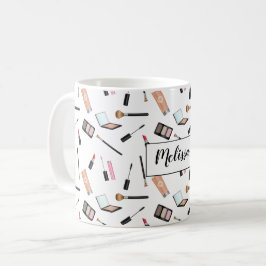 Make-upproductenpatroon met gepersonaliseerde naam koffiemok