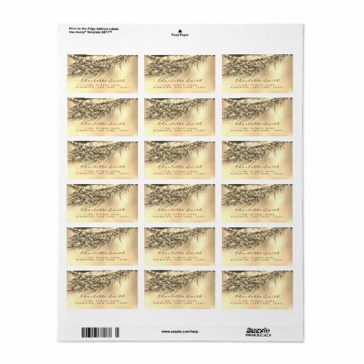 Make-upwimpers Retouradres Gouden naam Lux RSVP Etiket (Full Sheet)