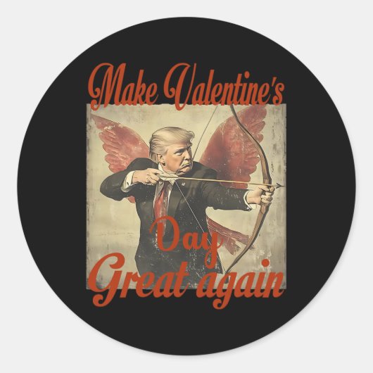 Make Valentine's Day Great Again Funny Trump Valen Ronde Sticker (Voorkant)