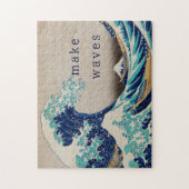"Make Waves" Hokusai  Japanse kunst Legpuzzel (Verticaal)