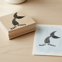 Make Waves Mermaid Tail Inspirational Art Stamp Rubberstempel