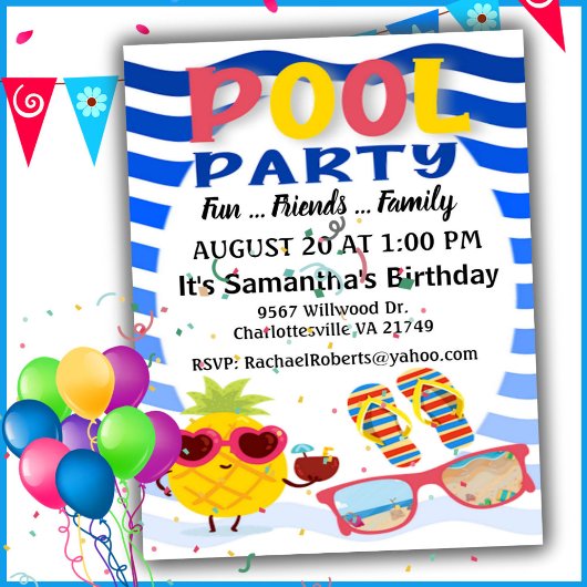 Make Waves Pool Party Uitnodiging Verjaardag