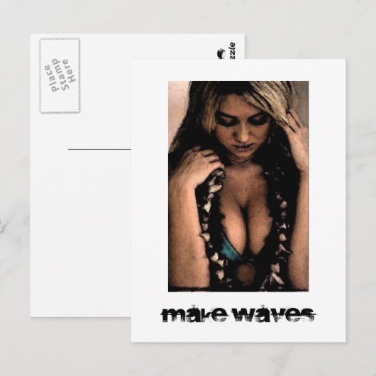 Make Waves Surfer Girl Briefkaart (Voorkant / Achterkant)