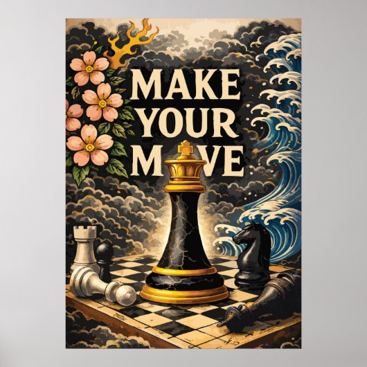 Make Your Move, Chessboard, Success Motivational Poster (Voorkant)