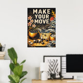 Make Your Move, Japanese Go Board, Success Chess Poster (Thuiskantoor)