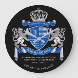 Make Your Own Coat of Arms Blue Silver Lion Emblem Grote Klok