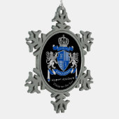 Make Your Own Coat of Arms Blue Silver Lion Emblem Tin Sneeuwvlok Ornament (Links)