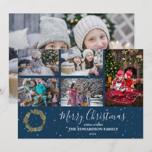 Make your own family collage berries Christmas Feestdagenkaart (Voorkant / Achterkant)