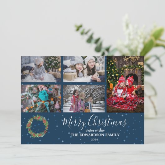 Make your own family collage berries Christmas Feestdagenkaart (Staand voorkant)