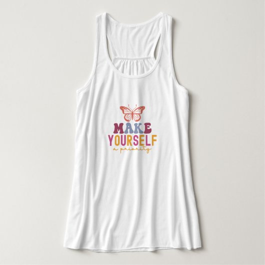 "Make Yourself a Priority" Retro Butterfly Quote Tanktop (Design voorkant)