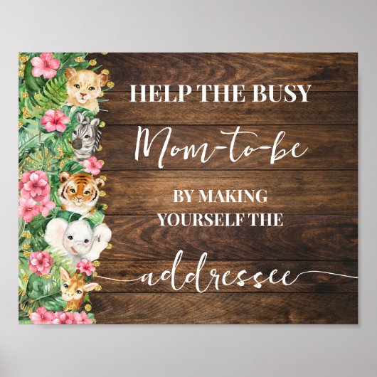 Make Yourself Addressee Rustic Pink Safari Shower Poster (Voorkant)