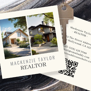 Makelaar 2 Foto Professioneel Gepersonaliseerde QR Vierkante Visitekaartjes