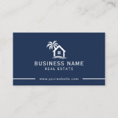 Makelaar Beach House Logo Navy Blue Visitekaartje (Voorkant)