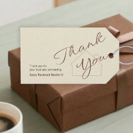 Makelaar Bedankt | Minimalistische Script Cadeaubi Cadeaulabel