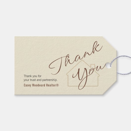 Makelaar Bedankt | Minimalistische Script Cadeaubi Cadeaulabel (Voorkant (Horizontaal))