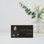 Makelaar Black Gold Luxe Metaal Visitekaartje (Staand voorkant)