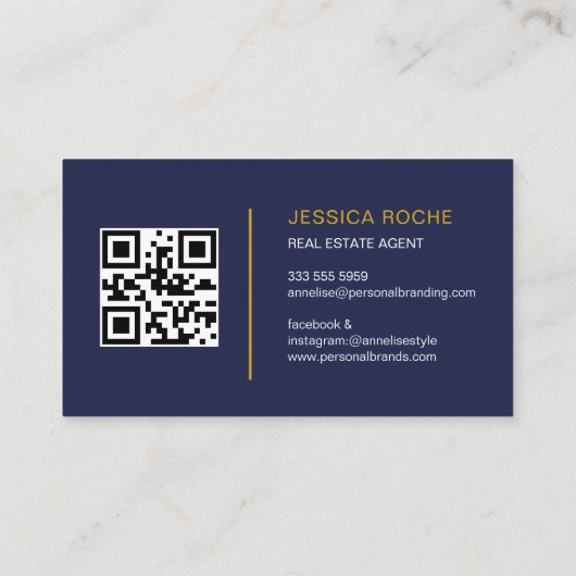 Makelaar Blue Real Estate Agent moderne QR-code Visitekaartje (Achterkant)