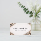 Makelaar Cheetah Luipaardprint QR-code Visitekaartje (Staand voorkant)