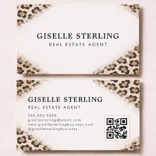 Makelaar Cheetah Luipaardprint QR-code Visitekaartje