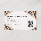 Makelaar Cheetah Luipaardprint QR-code Visitekaartje (Achterkant)