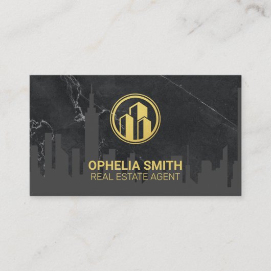 Makelaar Cityscape Marble | goudbouw Visitekaartje (Voorkant)