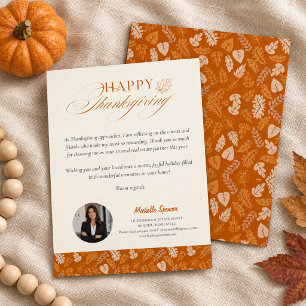Makelaar Client Thanksgiving Elegante Herfstblad Bedankkaart