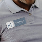 Makelaar Custom Logo Dusty Blue & Silver Naambadge