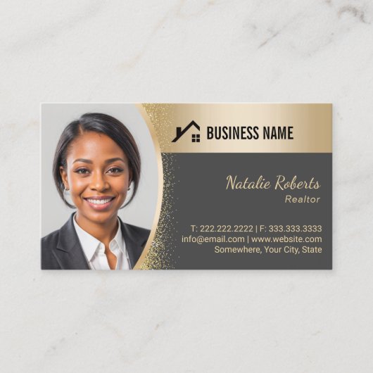 Makelaar Custom Logo Gold Realtor Foto Visitekaartje (Voorkant)