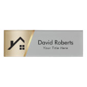 Makelaar Custom Logo Modern Goud & Grijs Naambadge (Voorkant)