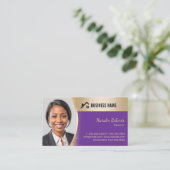 Makelaar Custom Logo Paarse Gold Realtor Visitekaartje (Staand voorkant)