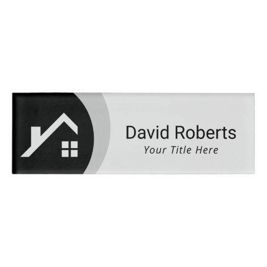 Makelaar Custom Logo Zwart & Wit Naambadge (Voorkant)