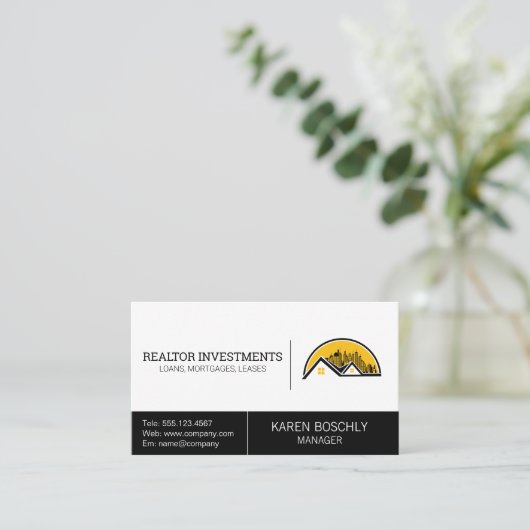 Makelaar | Dak en Stadsgezicht Visitekaartje (Staand voorkant)