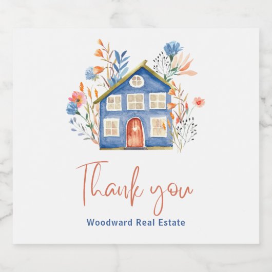 Makelaar Dank u klanten | Huisvieringen Sparkling Wijnetiket (Enkel label)