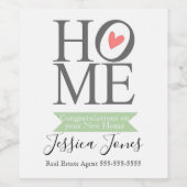 Makelaar dank u nieuwe huis cadeau wijn etiket (Enkel label)