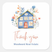 makelaar dank u | Sweet Waterverf House Flowers Vierkante Sticker (Voorkant)