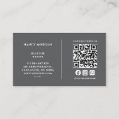 Makelaar Donkergrijze QR-code  Visitekaartje (Achterkant)
