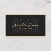 Makelaar Elegant Black Faux Gold Hypotheek Makelaa Visitekaartje (Voorkant)
