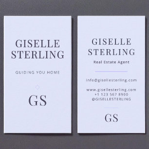 Makelaar Elegant Lila Paarse Monogram Visitekaartje