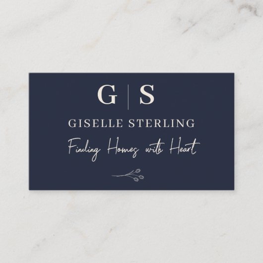 Makelaar Elegant Navy Blue Cream Visitekaartje (Voorkant)