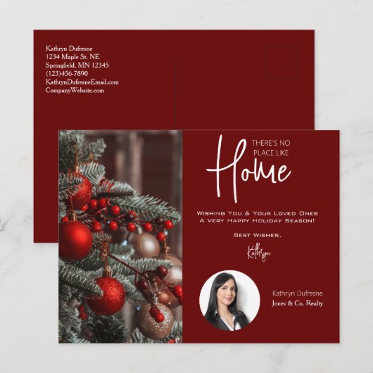 Makelaar "Er Is Geen Plaats Als Thuis" Kerstkaart Briefkaart (Voorkant / Achterkant)