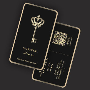 Makelaar Faux Crown Gold Key Trim Hypotheek Modern Visitekaartje