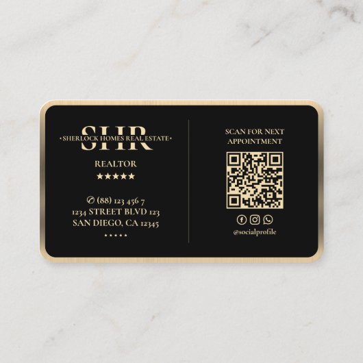 Makelaar Faux Crown Gold Key Trim Hypotheek Modern Visitekaartje (Achterkant)