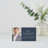 Makelaar Foto Navyblauw Goud Visitekaartje (Staand voorkant)