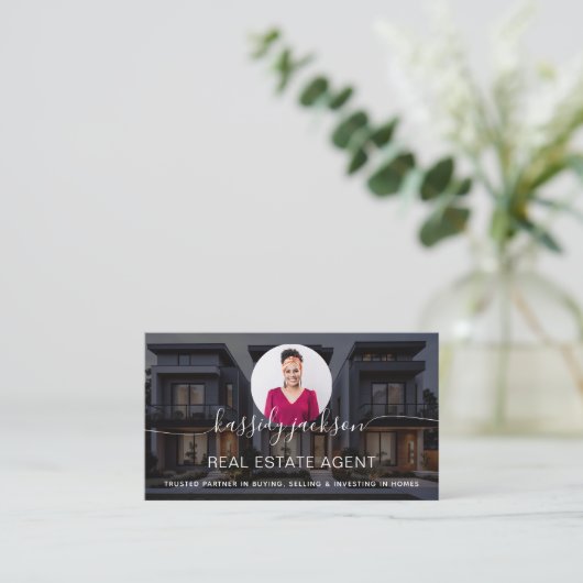 Makelaar Foto QR-code Script Luxe Visitekaartje (Staand voorkant)