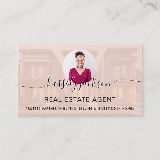 Makelaar Foto QR-code Script Luxe Visitekaartje (Voorkant)