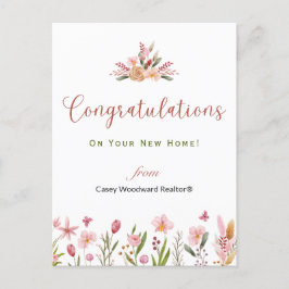 Makelaar gefeliciteerd gepersonaliseerde bloemen briefkaart