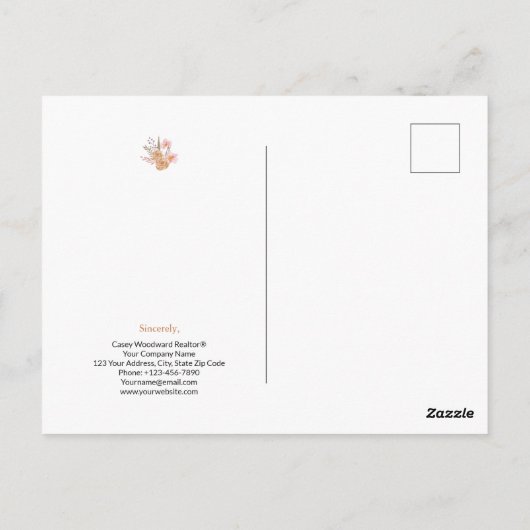 Makelaar gefeliciteerd gepersonaliseerde bloemen briefkaart (Achterkant)